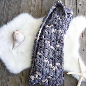CHUNKY KNIT Handmade Infinity Scarf Ivory & Gray